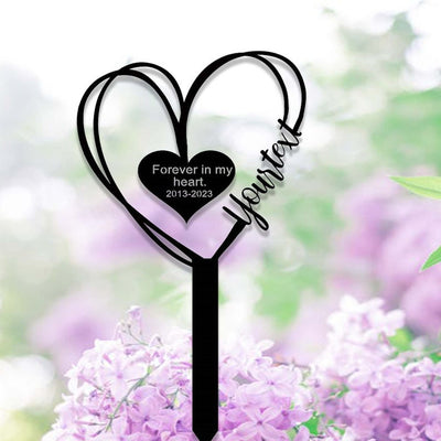 Custom Heart Pet Memorial Garden Stake, Personalized Grave Marker Stake, Pet Cat Dog Memorial Metal Sign, Outdoor Garden Yard Decor