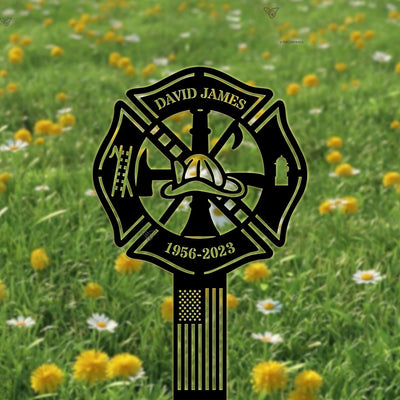 Personalized Firefighter Name Sign,Fireman Memorial Stake,Fireman Name Sign,Sympathy Sign,Grave Marker
