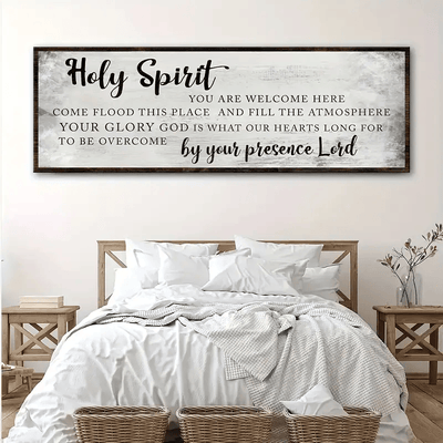 Holy Spirit You Are Welcome Here Wall Art, Christian Worship Lyrics Sign, Religious Scripture Canvas, Faith Home Decor Gift