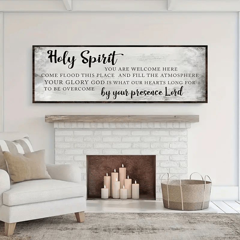 Holy Spirit You Are Welcome Here Wall Art, Christian Worship Lyrics Sign, Religious Scripture Canvas, Faith Home Decor Gift
