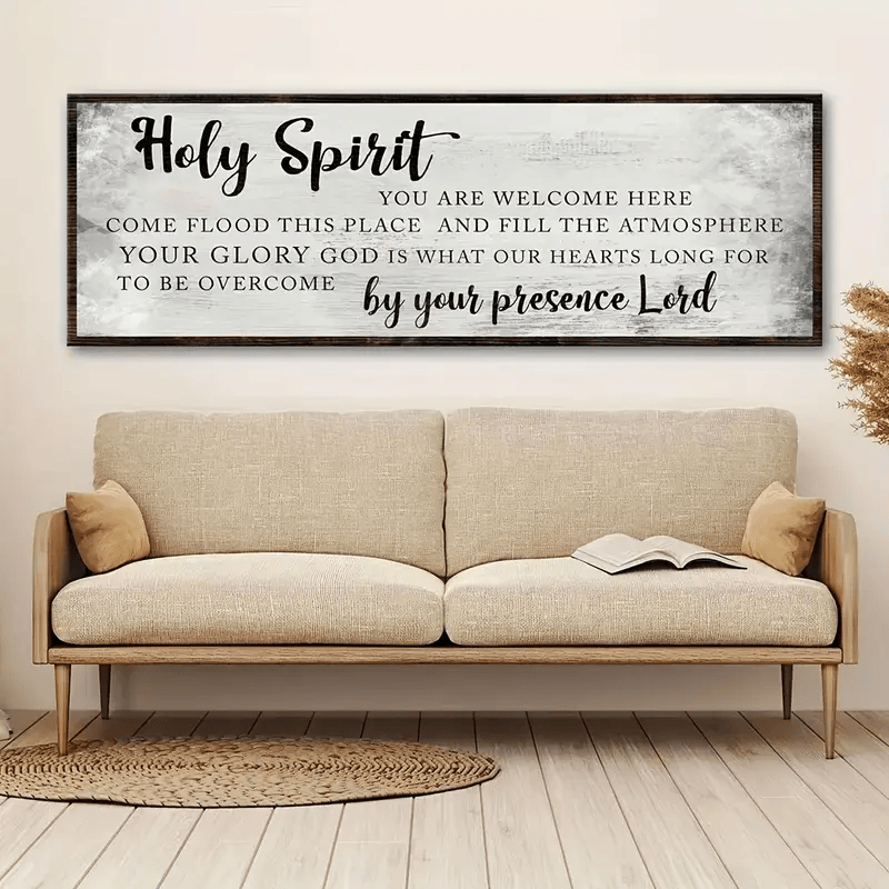 Holy Spirit You Are Welcome Here Wall Art, Christian Worship Lyrics Sign, Religious Scripture Canvas, Faith Home Decor Gift