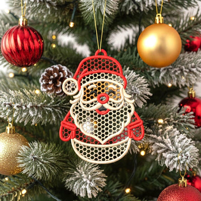 Santa Claus Embroidered Christmas Ornament, Lace Santa Decoration, Handmade Holiday Tree Ornament, Festive Xmas Home Decor Gift