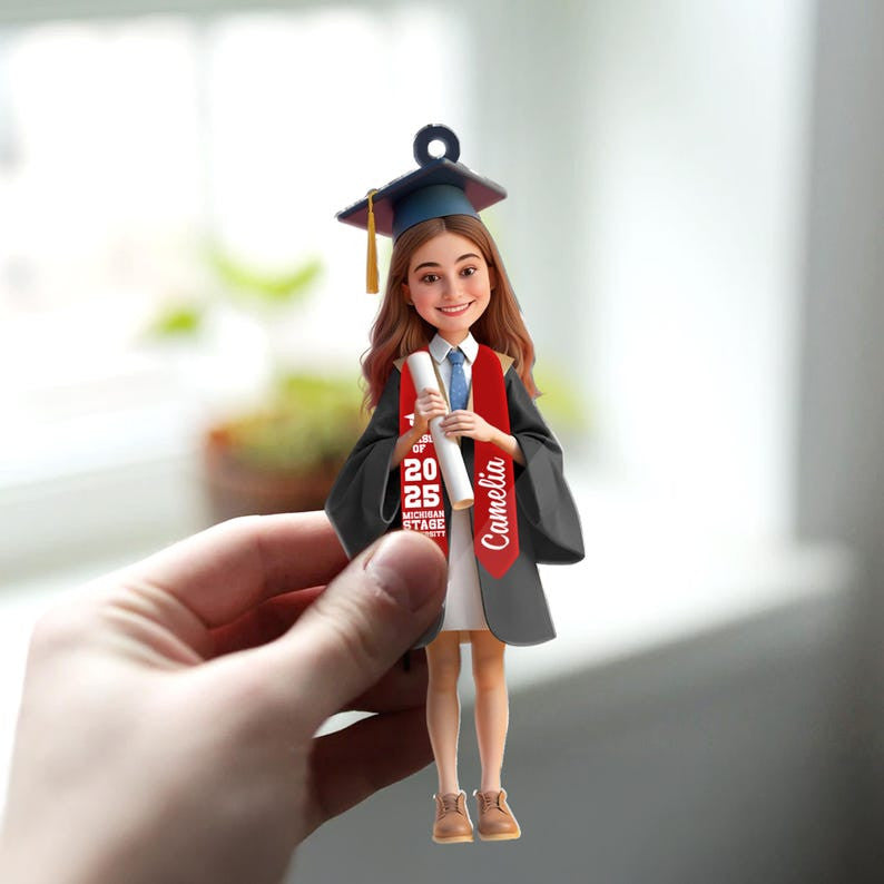 Custom Graduation Ornament 2025, Personalized Graduate Gift with Photo, Class of 2025 Keepsake, Christmas Tree Decoration