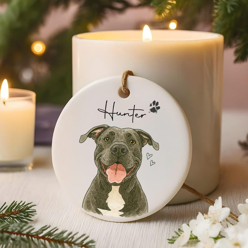 Personalized Watercolor Pet Photo Ornament, Custom Memorial Keepsake, Chritmas Orrnament, Gift For Pet Lover