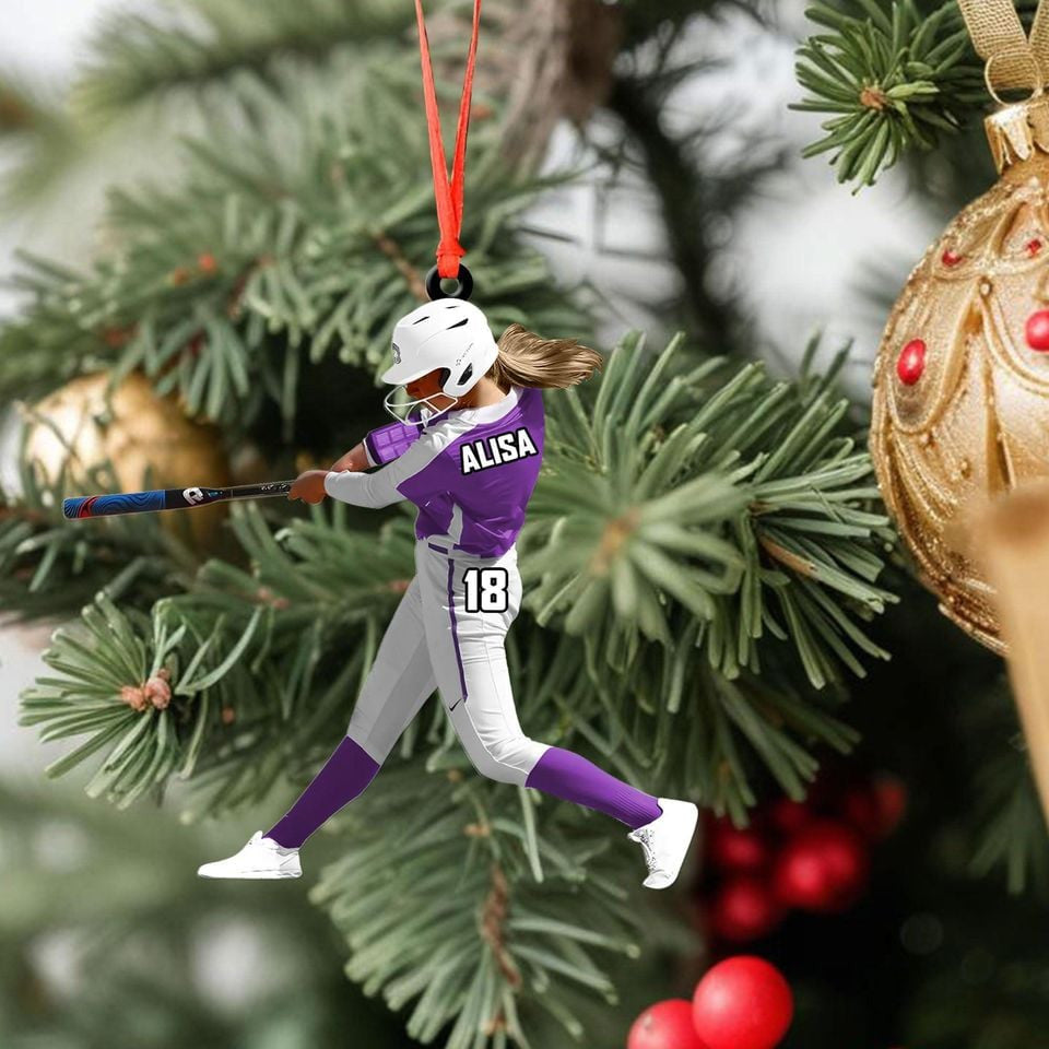 Personalized Softball Baseball Acrylic Ornament, Custom Name & Number Sports Gift, Chritmas For Home Decor, Christmas Ornament 2025