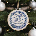 Personalized Christmas Ornament Couple, Custom Name Hand Embroidered Ornament, 2025 Holiday Tree Decor, Our First Christmas Married Ornament