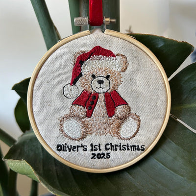 Baby's First Christmas Ornament, Embroidered New Baby Gift Custom Embroidered Ornament Keepsake Personalized Ornament for Baby 1st Christmas