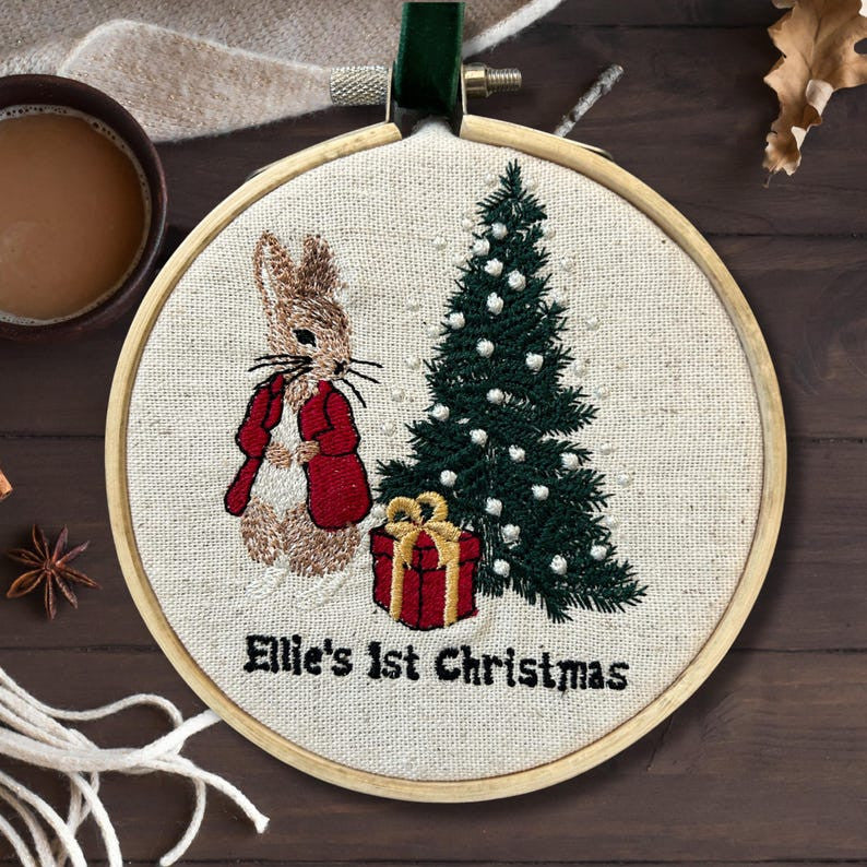 Baby's First Christmas Ornament, Embroidered New Baby Gift Custom Embroidered Ornament Keepsake Personalized Ornament for Baby 1st Christmas