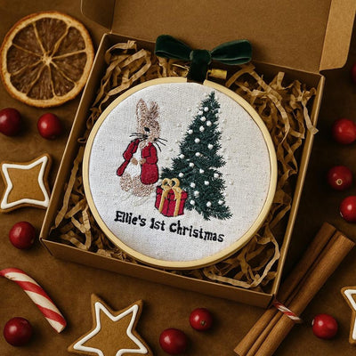 Baby's First Christmas Ornament, Embroidered New Baby Gift Custom Embroidered Ornament Keepsake Personalized Ornament for Baby 1st Christmas