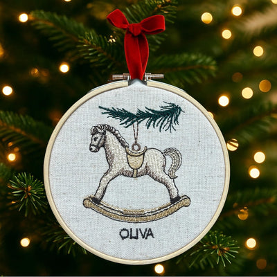 Baby's First Christmas Ornament, Personalized Embroidery Hoop Keepsake