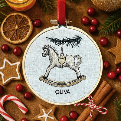 Baby's First Christmas Ornament, Personalized Embroidery Hoop Keepsake