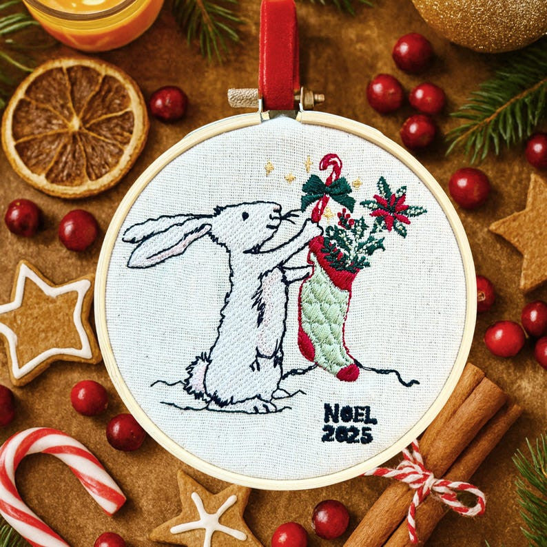 Baby's First Christmas Ornament, Embroidered New Baby Gift Custom Embroidered Ornament Keepsake Personalized Ornament for Baby 1st Christmas