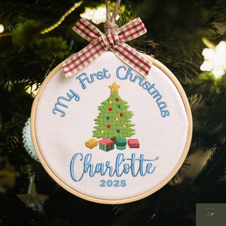 Personalized Baby's 1st Christmas Embroidered Ornament, Baby's First Christmas Gift, New Baby Gift, Newborn Ornament Gift