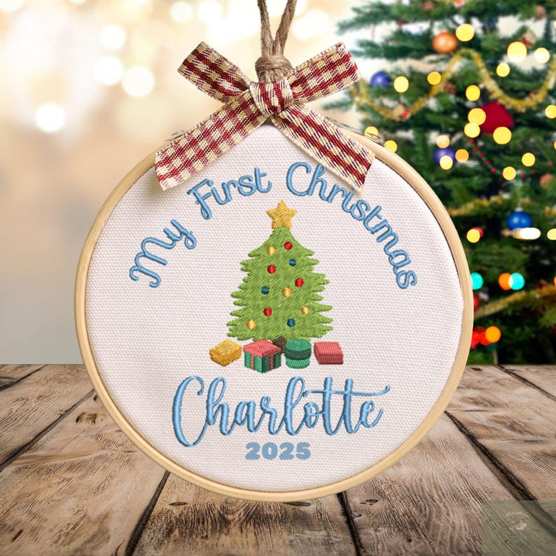 Personalized Baby's 1st Christmas Embroidered Ornament, Baby's First Christmas Gift, New Baby Gift, Newborn Ornament Gift