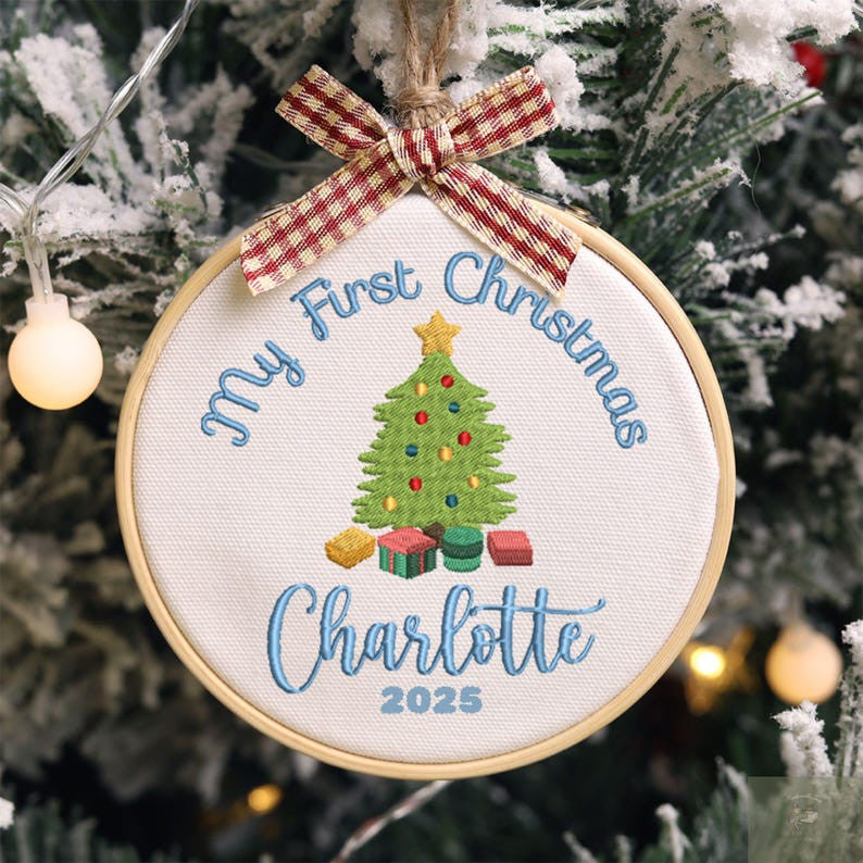 Personalized Baby's 1st Christmas Embroidered Ornament, Baby's First Christmas Gift, New Baby Gift, Newborn Ornament Gift
