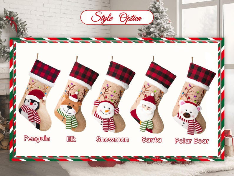2025 Personalized Christmas Stockings, Custom Family Christmas Stockings Home Decor Embroidered Stockings With Name, Monogram Stocking