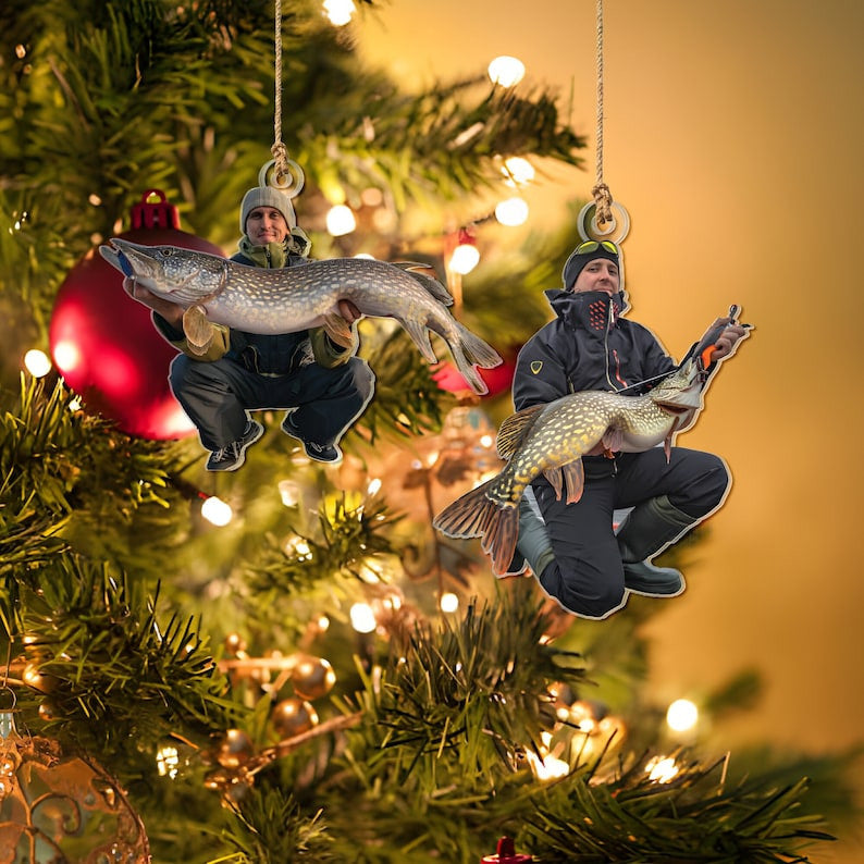 Custom Photo Ornament Gift For Fishing Lover Gift For Fisherman, Custom Photo Christmas Ornament, Custom Upload Photo Fisherman