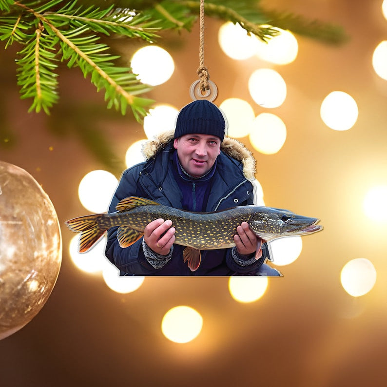 Custom Photo Ornament Gift For Fishing Lover Gift For Fisherman, Custom Photo Christmas Ornament, Custom Upload Photo Fisherman