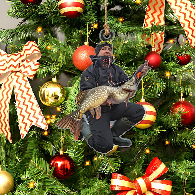 Custom Photo Ornament Gift For Fishing Lover Gift For Fisherman, Custom Photo Christmas Ornament, Custom Upload Photo Fisherman