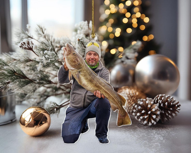 Fishing Photo Ornament, Fisherman Ornament, Custom Ornament, Dad Ornament, Grandpa Ornament, Fishing Lover Ornament, Gift For Fisherman