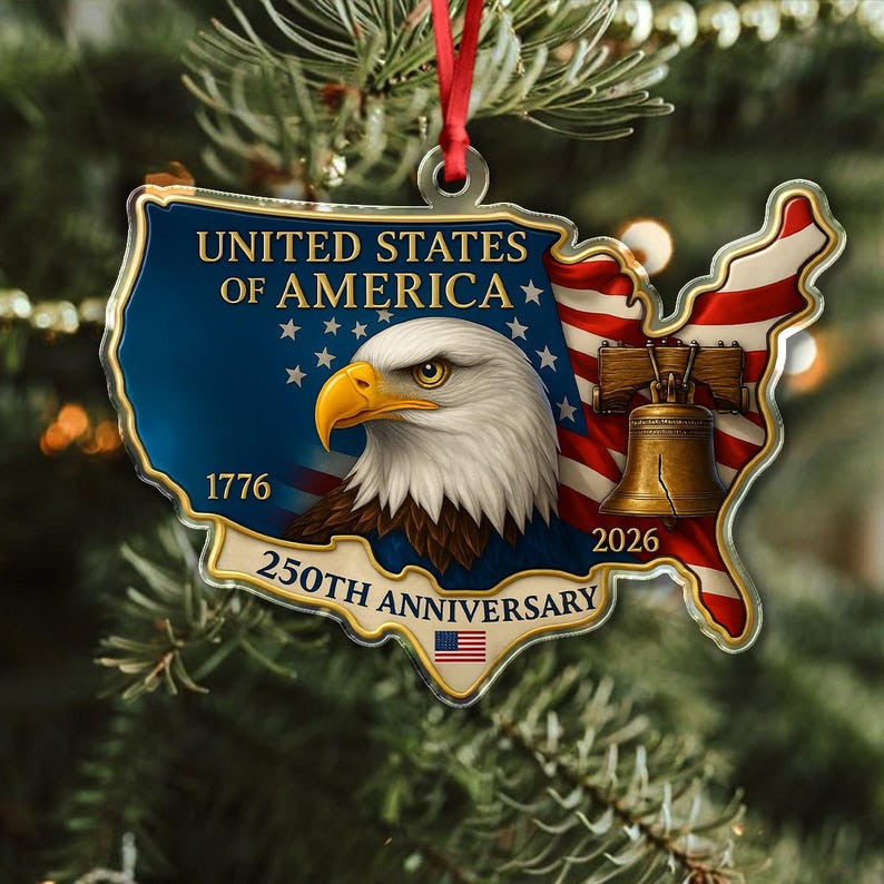 USA 250th Anniversary Acrylic Ornament: 1776–2026 Liberty Bell Commemorative Keepsake, Patriotic Gift