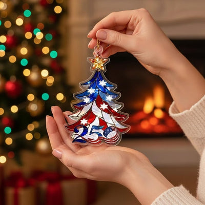 250 Years of America Patriotic Christmas Tree Ornament, Patriotic, Independence Day Gift, Acrylic 2D Ornament