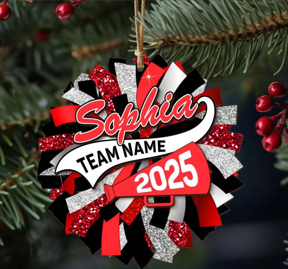 Custom Cheerleader Girl Ornament, Personalized Cheer Team Ornament, Cheerleading Christmas Gift, Senior Night Keepsake, Cheer Squad 2025