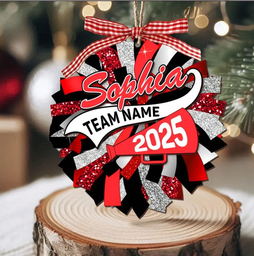 Custom Cheerleader Girl Ornament, Personalized Cheer Team Ornament, Cheerleading Christmas Gift, Senior Night Keepsake, Cheer Squad 2025