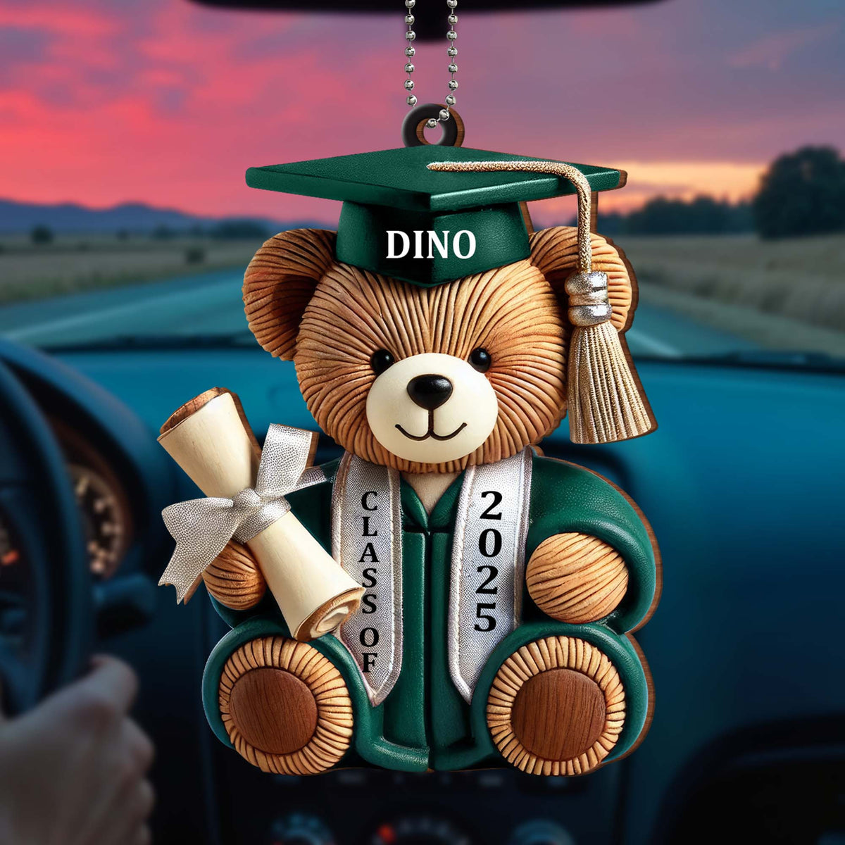 Personalized Graduation Wishes Teddy Bear Ornament - Custom Wood Ornament - Gift For Graduates