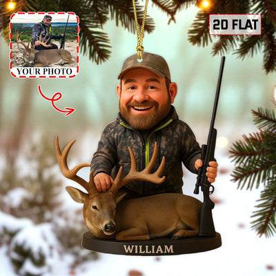 Personalized Hunting Christmas Ornament, Custom Hobby Photo Ornament, Hunting Christmas Gift, Hunter Gift, Gift For Grandpa, Dad, Husband