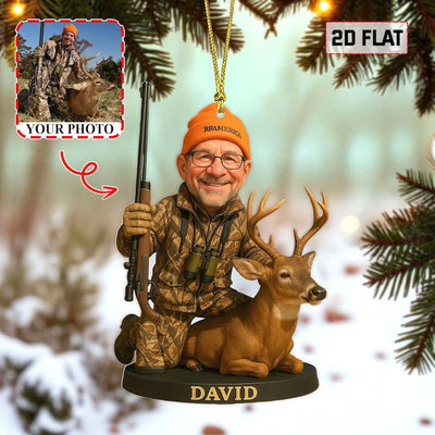 Personalized Hunting Christmas Ornament, Custom Hobby Photo Ornament, Hunting Christmas Gift, Hunter Gift, Gift For Grandpa, Dad, Husband