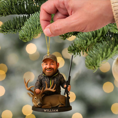 Personalized Hunting Christmas Ornament, Custom Hobby Photo Ornament, Hunting Christmas Gift, Hunter Gift, Gift For Grandpa, Dad, Husband