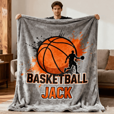 Personalized Basketball Lover's Blanket with Custom Name for Players and Fans
