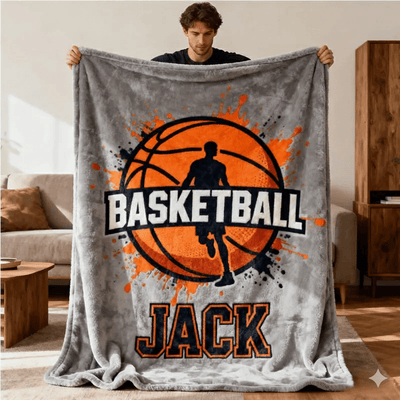 Personalized Basketball Lover's Blanket with Custom Name for Players and Fans