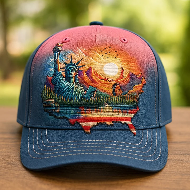 US 250th Anniversary Printed Hat, American Liberty Sunset Hat, Great Gift for USA Lovers