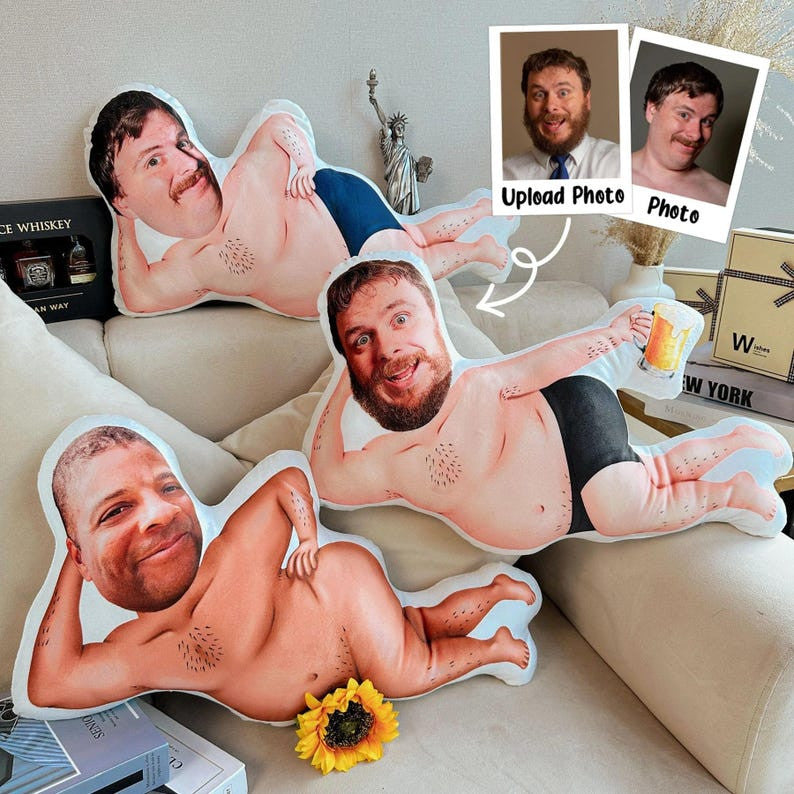 Custom Face Photo Pillow, Funny 3D Home Decor Gift, Face Pillow, Pillow For Men & Women