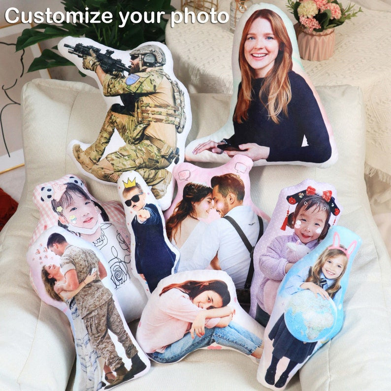 Custom Photo Pillow, Personalized Portrait Cushion from Your Picture, Unique Gift for Couples, Family, Kids & Pets