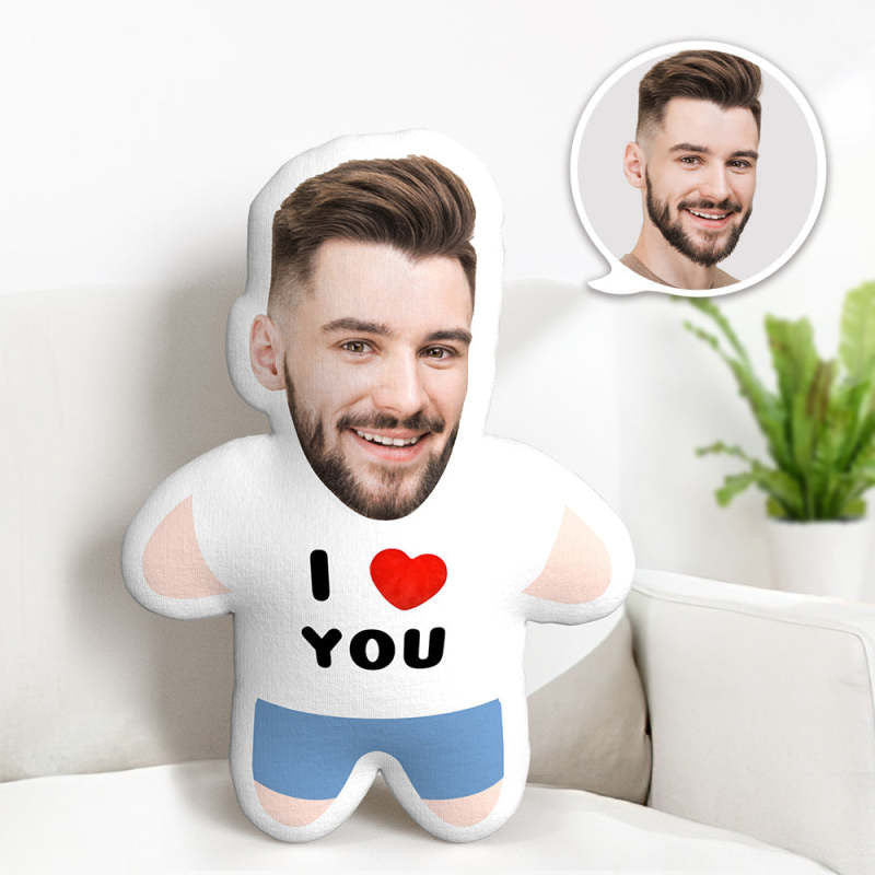 I Love You Minime Pillow Custom Face Gifts Personalized Photo Minime Pillow, Gift For Her, Valentine's Day Gift