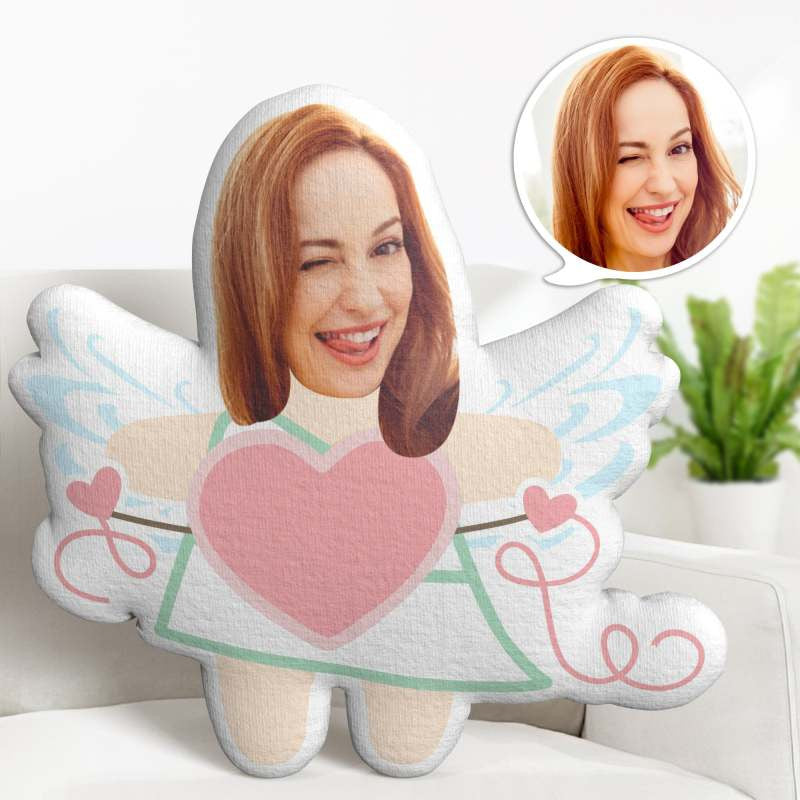 Personalized Face Minime Throw Pillow Custom Funny Valentine's Day Gift Cupid Throw Pillow, Gift For Him, For Husband