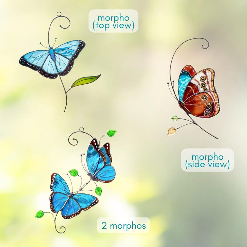 Butterfly Suncatcher Gift for Mom Stained Glass Window Hanging Garden Decor