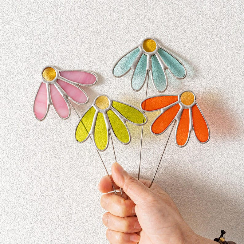 Wildflower Stained Glass, Birthday Gift Mom, Wildflower Glass, Grandparents Gift, Glass Flower, Flower Birthday Gift