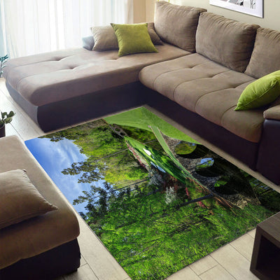 Golf Course Hole Water Green Garden Path Area Rug - Scenic Outdoor Rug for Living Room and Bedroom