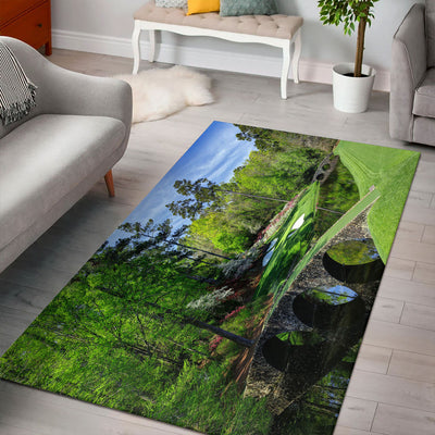 Golf Course Hole Water Green Garden Path Area Rug - Scenic Outdoor Rug for Living Room and Bedroom