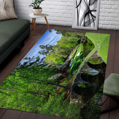 Golf Course Hole Water Green Garden Path Area Rug - Scenic Outdoor Rug for Living Room and Bedroom