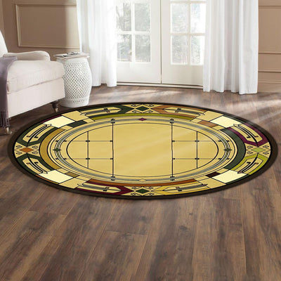 Mid Century Modern Art Deco Round Rug, Geometric Circle Area Rug, Decor for Living Room, Home Decor Gift