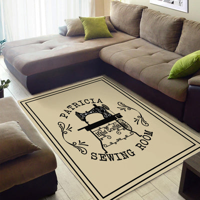 Personalized Sewing Room Area Rug, Custom Name Sewing Machine Rug, Craft Room Decor for Home, Gift for Sewing Lovers