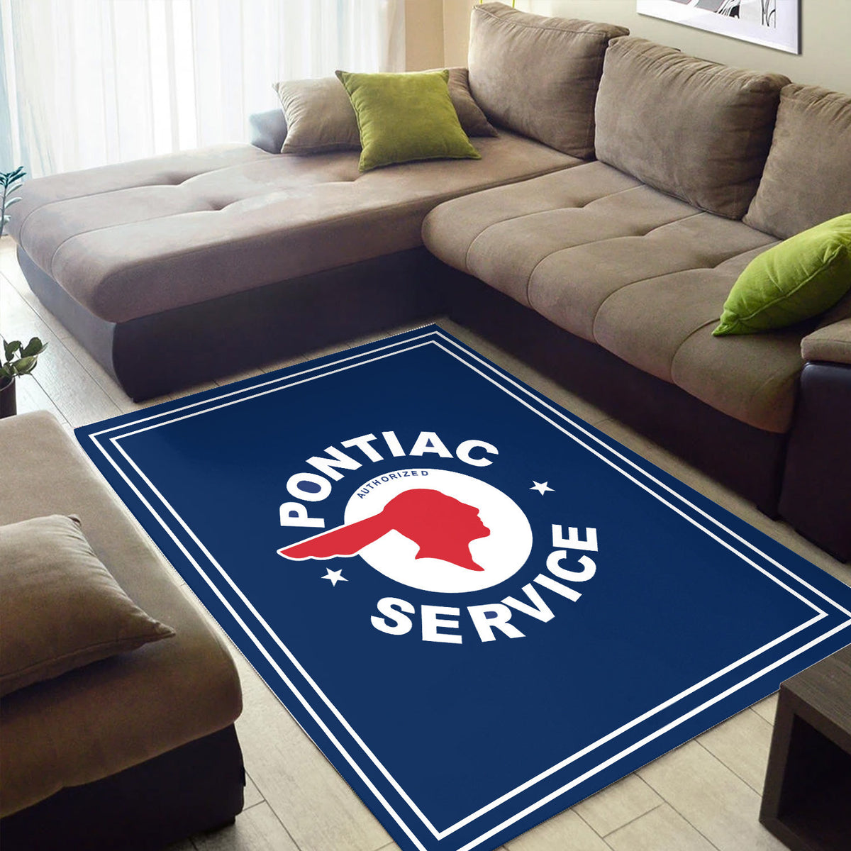 Pontiac Inspired Area Rug, Vintage Auto Service Rug, Car Garage Decor for Man Cave Living Room, Gift for Car Lovers