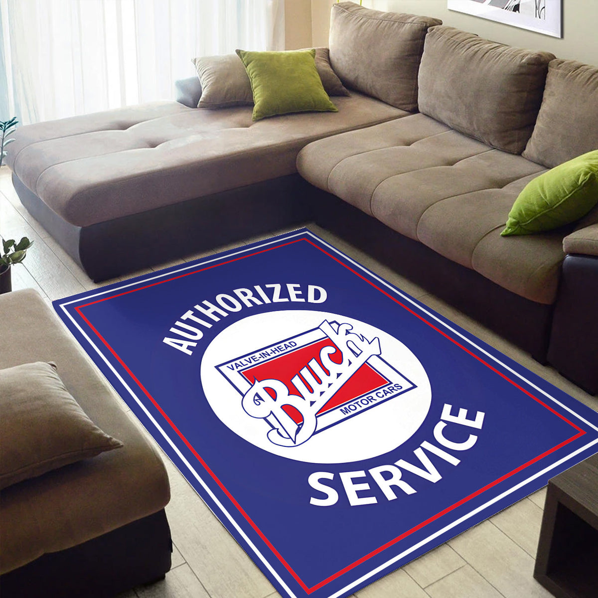 Buick Style Area Rug, Vintage Auto Service Rug, Classic Car Garage Decor for Man Cave Living Room, Gift for Car Lovers