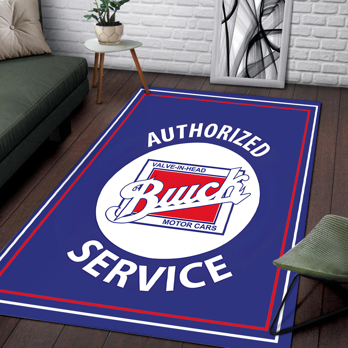 Buick Style Area Rug, Vintage Auto Service Rug, Classic Car Garage Decor for Man Cave Living Room, Gift for Car Lovers