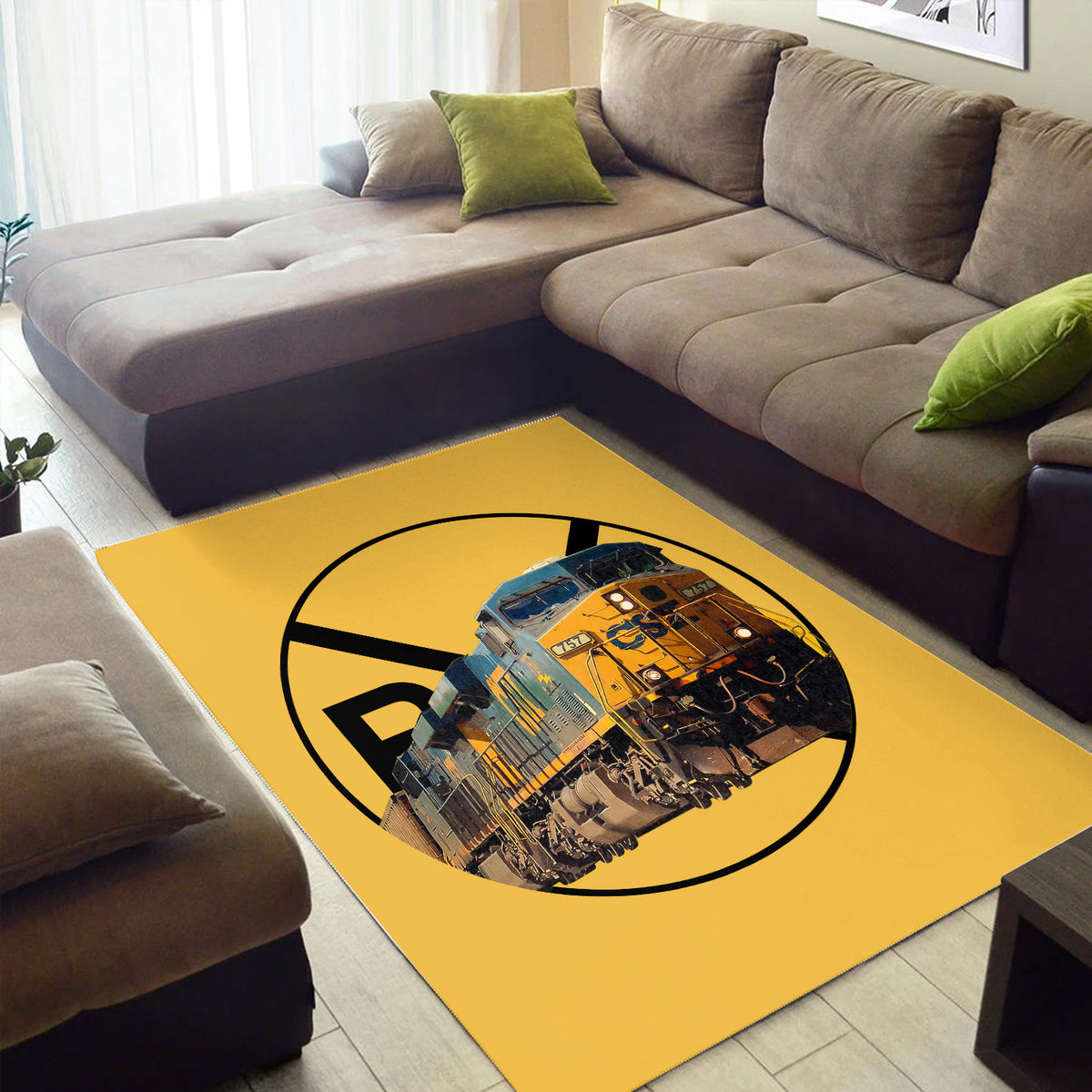 Diesel Train Area Rug, Union Pacific Style Locomotive Rug, Railroad Decor for Living Room Man Cave, Gift for Train Lovers